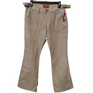 Unionbay Women Brown Casual Pants Size 9 Hip-hugger Extra Low Rise Flared Bottom